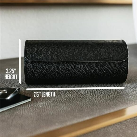 Leather Watch Travel Case for 2 Watches with Hidden Jewelry Storage Pouch - Picture 3 of 7